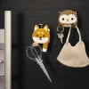 [日本限定] 可愛的動物圖案帶口袋壁式儲物櫃 黏性鉤袋 吸附鉤、牆壁收納、配件收納、牙刷架、眼鏡架、盥洗室、浴室、四肢可彎曲、可以弄濕、貓、兔子、刺猬、貓頭鷹、熊貓、 柴犬
