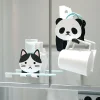 [日本限定] 可愛的動物圖案帶口袋壁式儲物櫃 黏性鉤袋 吸附鉤、牆壁收納、配件收納、牙刷架、眼鏡架、盥洗室、浴室、四肢可彎曲、可以弄濕、貓、兔子、刺猬、貓頭鷹、熊貓、 柴犬